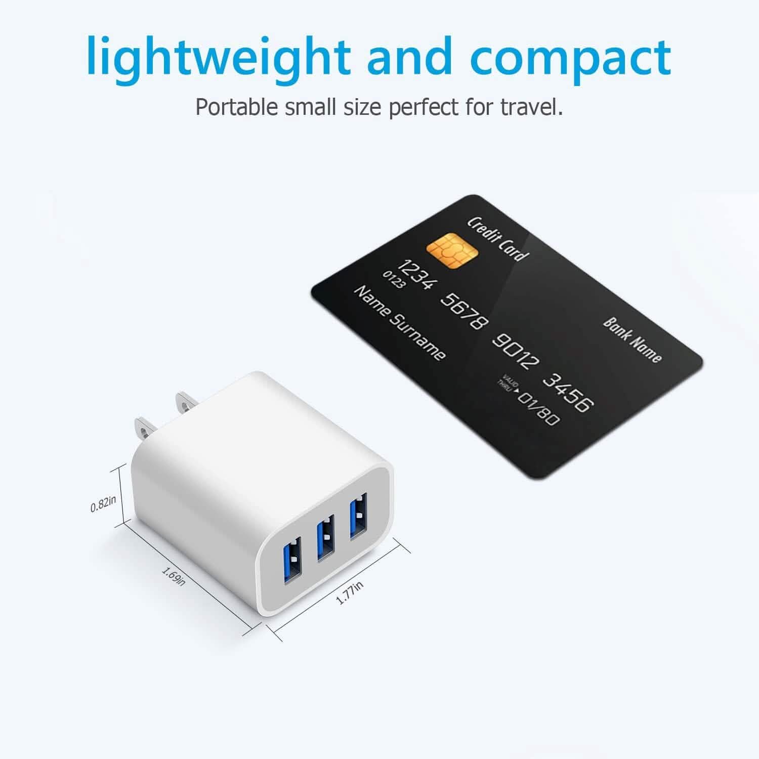 2-Pack: Compact 3-Port USB Wall Charger Adapters with Quick Charge by DailySale