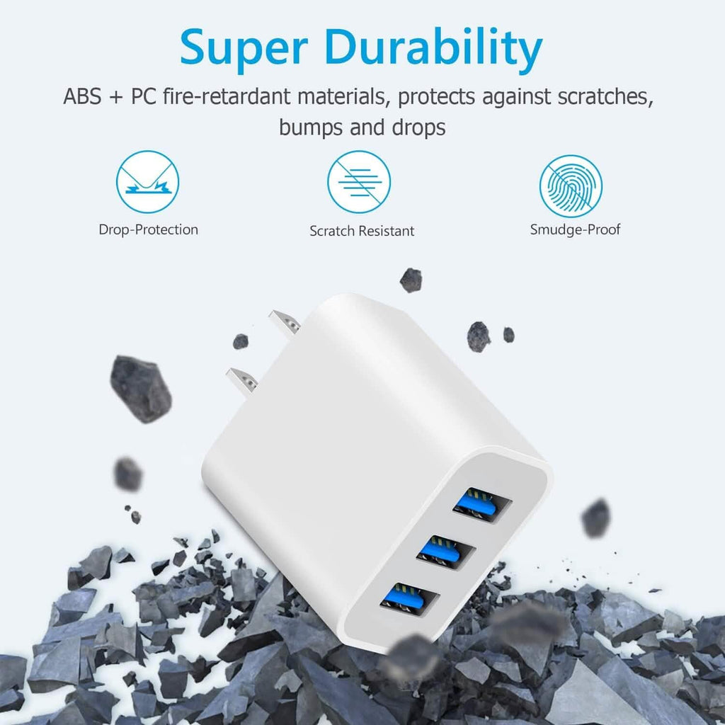 2-Pack: Compact 3-Port USB Wall Charger Adapters with Quick Charge by DailySale