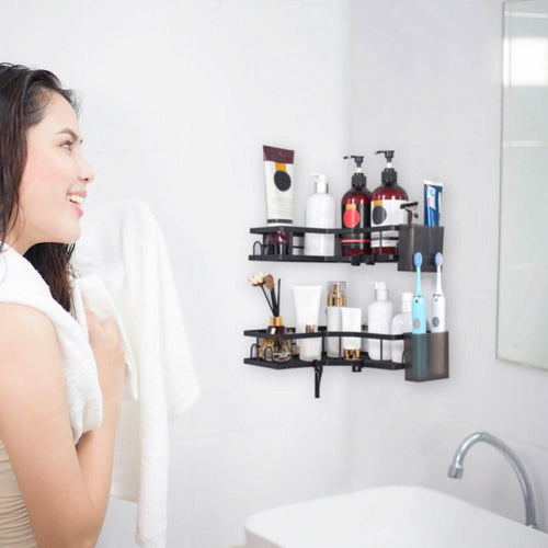 2-Pack: Corner Shower Caddy No Drilling Adhesive Shower Organizer by DailySale