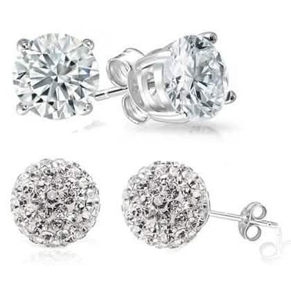 2-Pack: Crystal Ball and Round Stud Earrings Set by DailySale