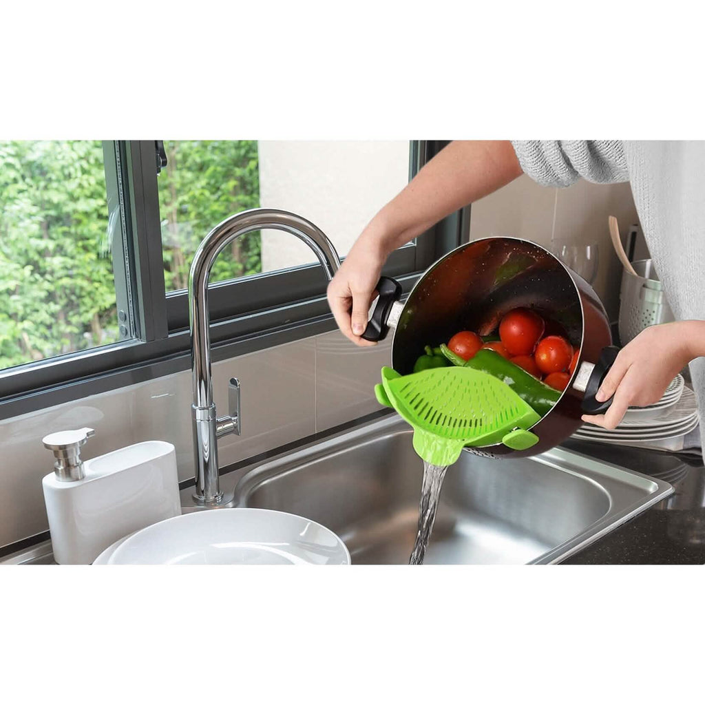 2-Pack: Easy Snap On Heat Resistance Silicone Kitchen Strainer by DailySale