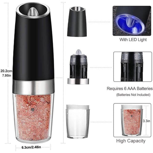 2-Pack: Gravity Electric Salt Pepper Grinder by DailySale