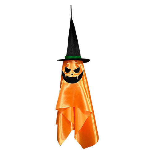 2-Pack: Hanging Ghosts with Wizard Hat Snicker Scary Face by DailySale