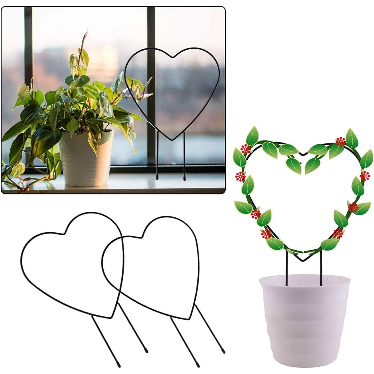 2-Pack: Heart-Shaped Plant Support Stake by DailySale
