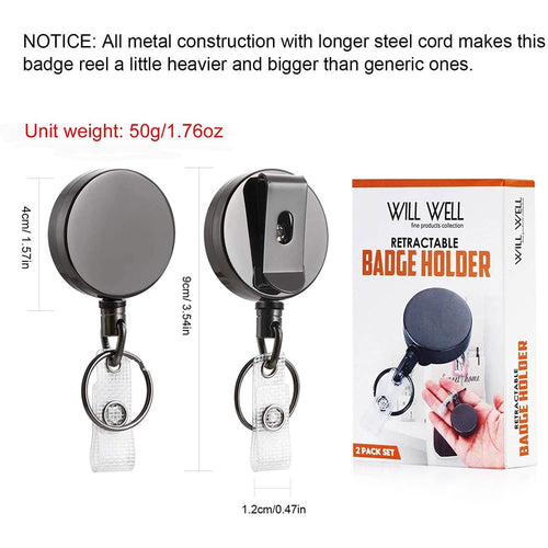 2-Pack: Heavy Duty Retractable Badge Holder Reel by DailySale