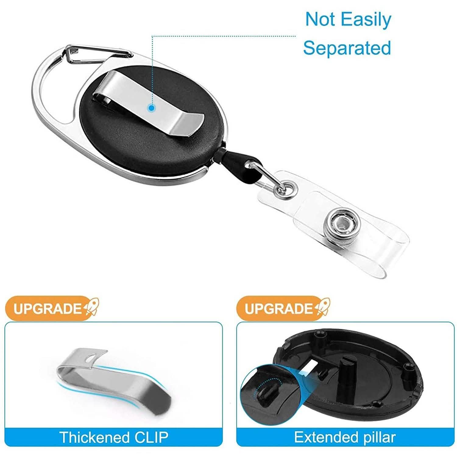 2-Pack: Heavy Duty Retractable Badge Holders with Carabiner Reel Clip and Vertical Style Clear ID Card Holders by DailySale