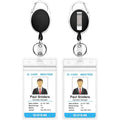 2-Pack: Heavy Duty Retractable Badge Holders with Carabiner Reel Clip and Vertical Style Clear ID Card Holders by DailySale