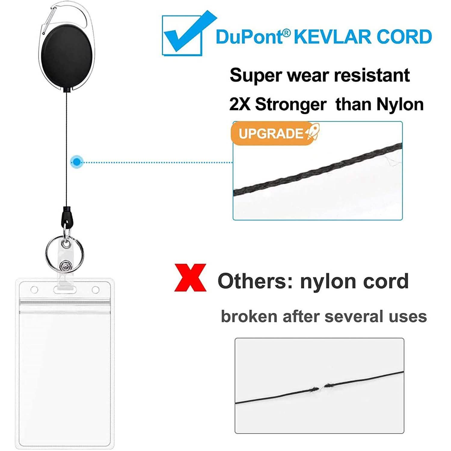 2-Pack: Heavy Duty Retractable Badge Holders with Carabiner Reel Clip and Vertical Style Clear ID Card Holders by DailySale