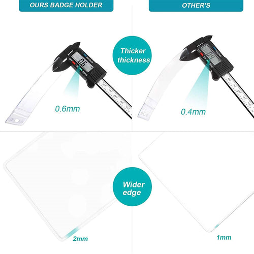 2-Pack: Heavy Duty Retractable Badge Holders with Carabiner Reel Clip and Vertical Style Clear ID Card Holders by DailySale