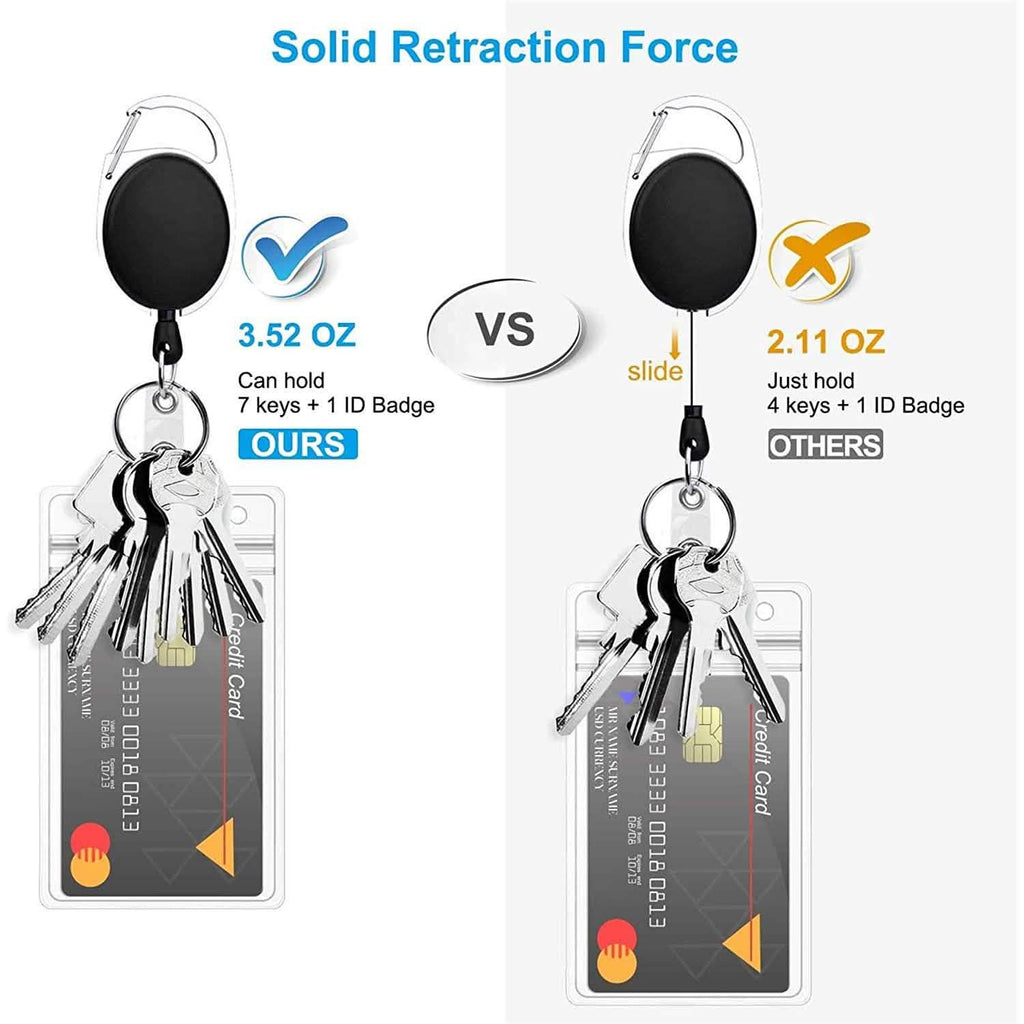 2-Pack: Heavy Duty Retractable Badge Holders with Carabiner Reel Clip and Vertical Style Clear ID Card Holders by DailySale