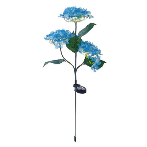 2-Pack: Hydrangea Solar LED Flower Lights with 3 Heads Outdoor Waterproof Garden Lights by DailySale