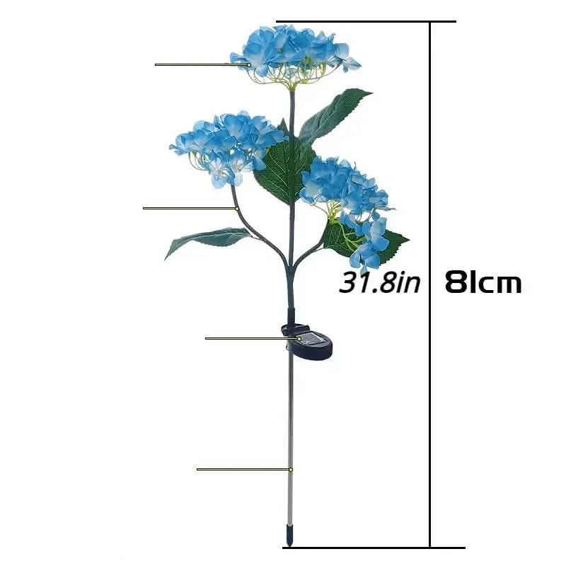 2-Pack: Hydrangea Solar LED Flower Lights with 3 Heads Outdoor Waterproof Garden Lights by DailySale