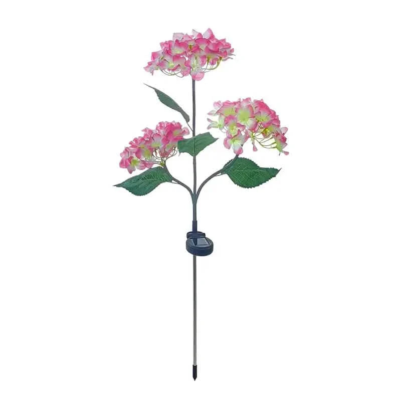 2-Pack: Hydrangea Solar LED Flower Lights with 3 Heads Outdoor Waterproof Garden Lights by DailySale