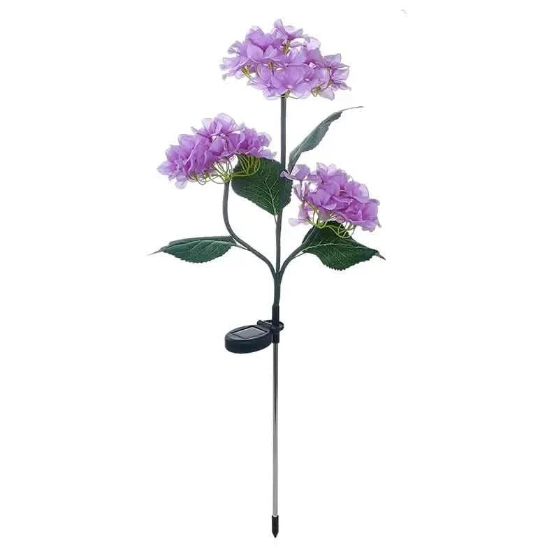 2-Pack: Hydrangea Solar LED Flower Lights with 3 Heads Outdoor Waterproof Garden Lights by DailySale