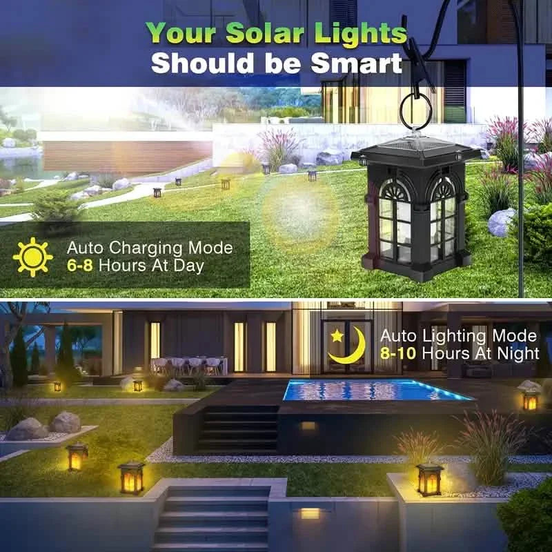 2-Pack: IP65 Waterproof Solar Outdoor Lights With Flickering Flame by DailySale