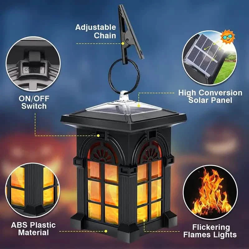 2-Pack: IP65 Waterproof Solar Outdoor Lights With Flickering Flame by DailySale