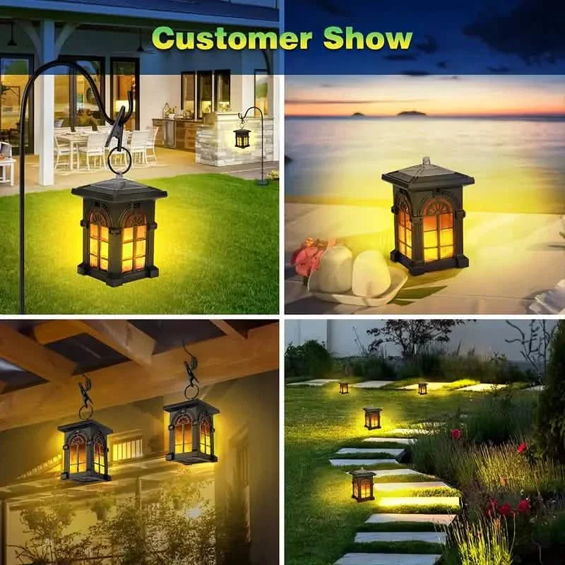 2-Pack: IP65 Waterproof Solar Outdoor Lights With Flickering Flame by DailySale