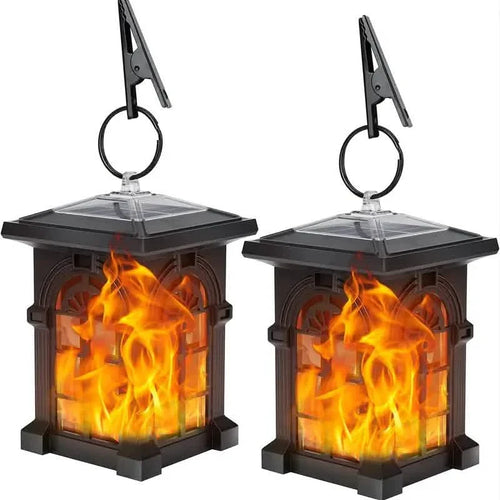 2-Pack: IP65 Waterproof Solar Outdoor Lights With Flickering Flame by DailySale