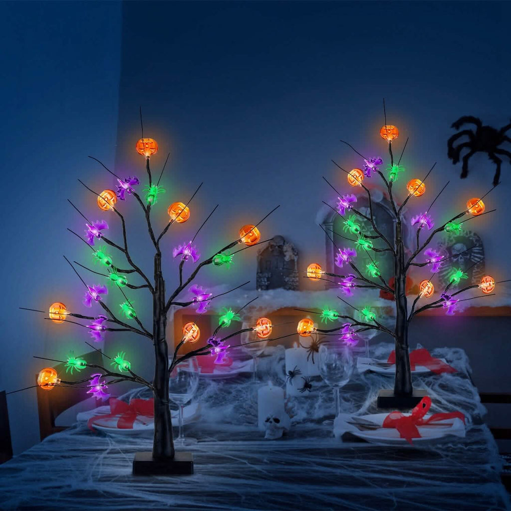 2-Pack: Lighted Halloween Trees with Timer and Adjustable Twigs by DailySale