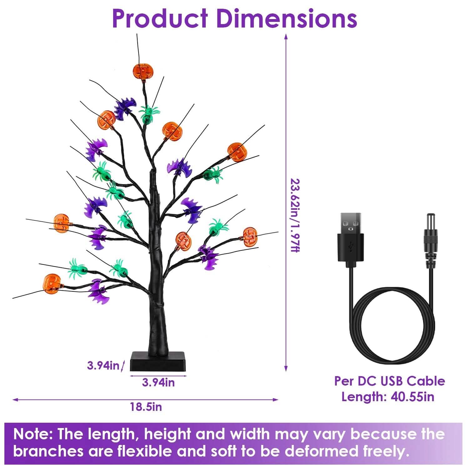 2-Pack: Lighted Halloween Trees with Timer and Adjustable Twigs by DailySale