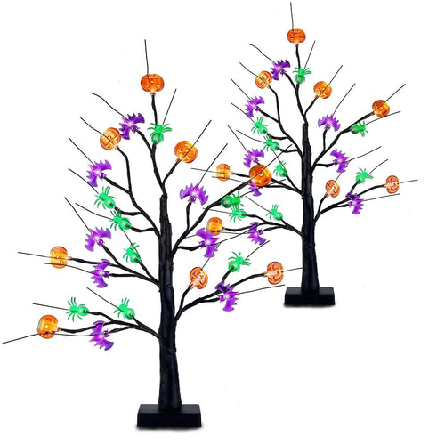 2-Pack: Lighted Halloween Trees with Timer and Adjustable Twigs by DailySale