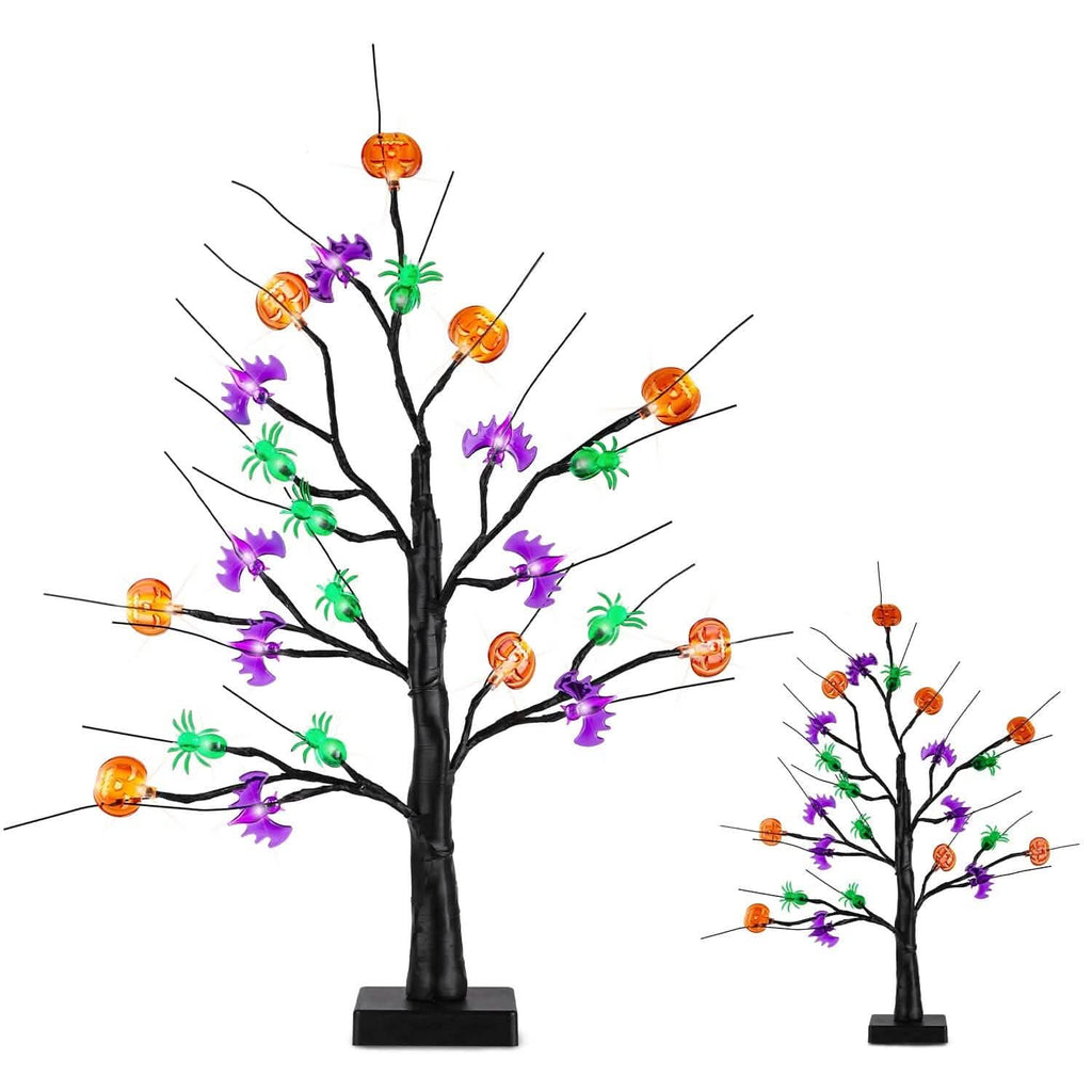 2-Pack: Lighted Halloween Trees with Timer and Adjustable Twigs by DailySale