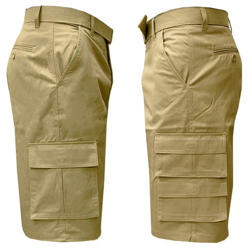 2-Pack: Men's 13” Fitted Belted 7-Pocket Cargo Shorts by DailySale