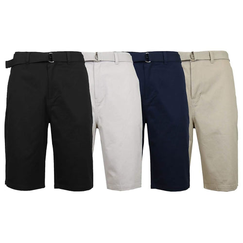 2-Pack: Men's Cotton Chino Shorts with Belt by DailySale