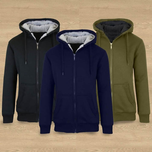 2-Pack: Men's Heavyweight Sherpa Fleece-Lined Zip Hoodie by DailySale