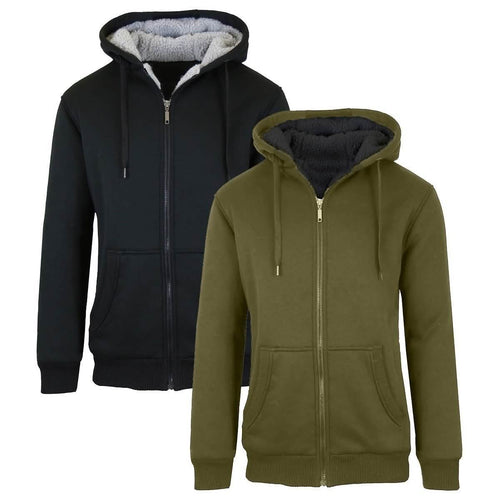2-Pack: Men's Heavyweight Sherpa Fleece-Lined Zip Hoodie by DailySale