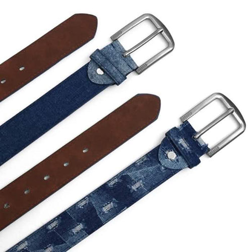 2-Pack: Men's Parquet Jean Washed Denim Belts - Size: Small by DailySale