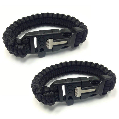 2-Pack: Paracord Survival Bracelet with Flint Scraper, Whistle and Cutting Tool by DailySale