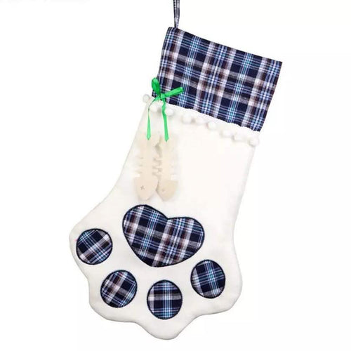 2-Pack: Plaid Christmas Pet Dog Cat Paw Hanging Stocking Socks by DailySale