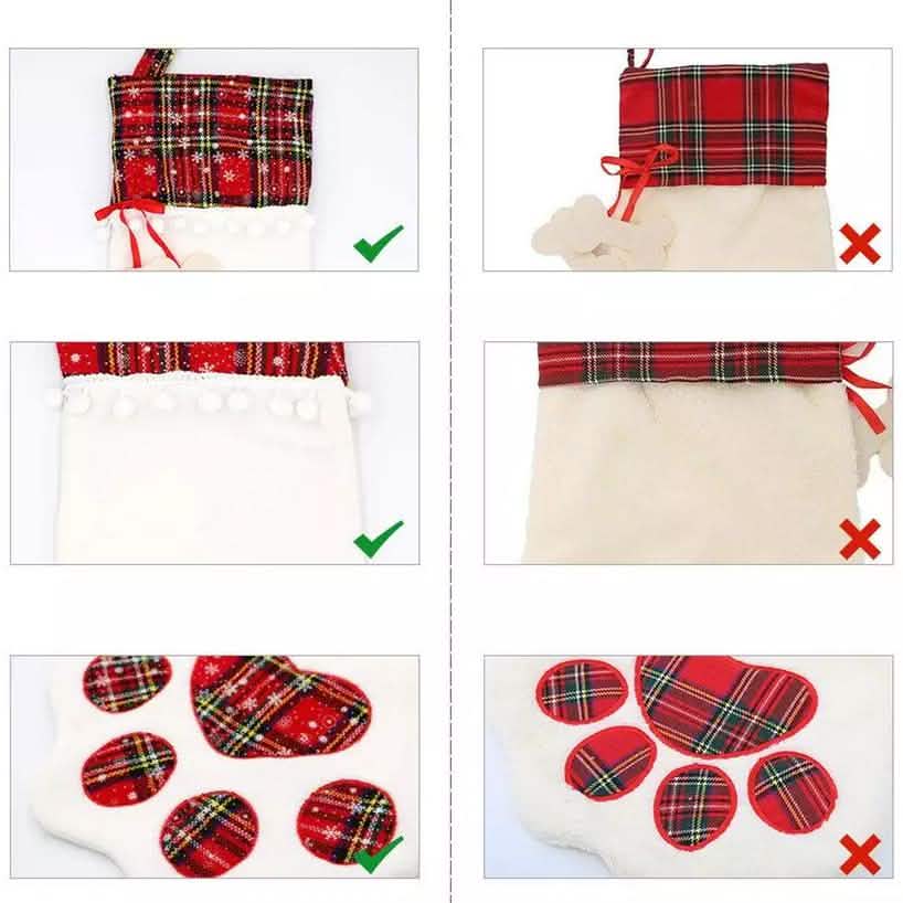 2-Pack: Plaid Christmas Pet Dog Cat Paw Hanging Stocking Socks by DailySale