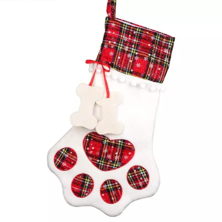 2-Pack: Plaid Christmas Pet Dog Cat Paw Hanging Stocking Socks by DailySale