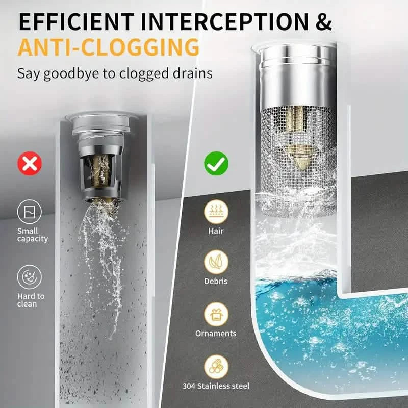 2-Pack: Pop-Up Bathroom Sink Stopper with Stainless Steel Drain Filter and Hair Catcher by DailySale