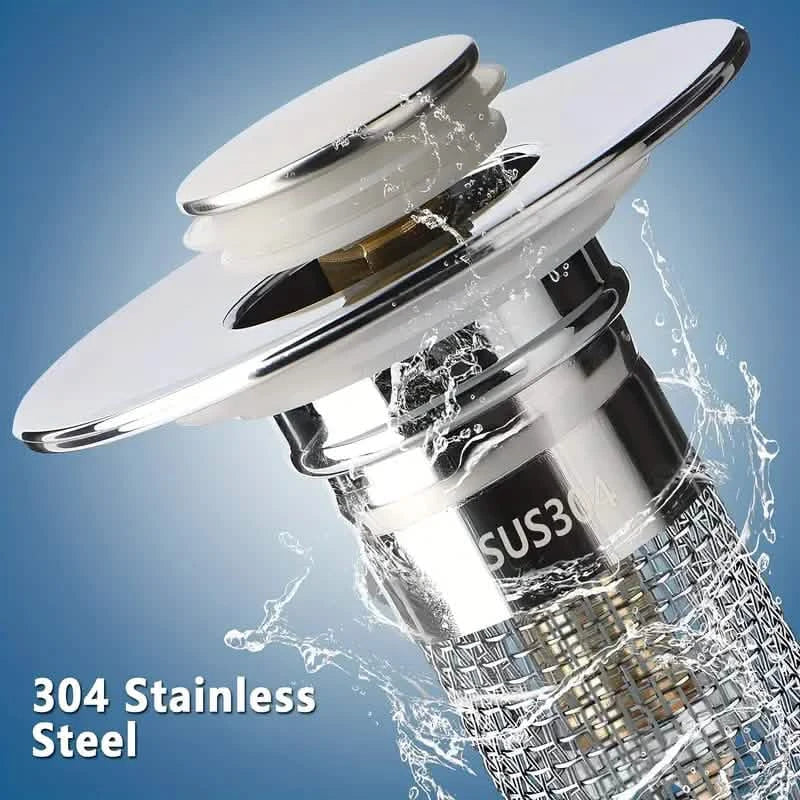 2-Pack: Pop-Up Bathroom Sink Stopper with Stainless Steel Drain Filter and Hair Catcher by DailySale