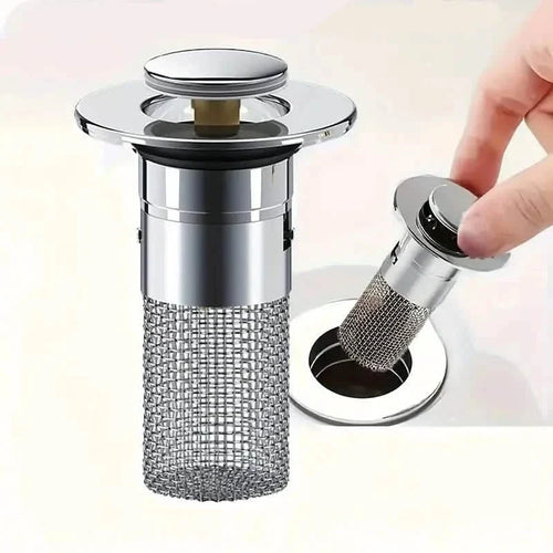 2-Pack: Pop-Up Bathroom Sink Stopper with Stainless Steel Drain Filter and Hair Catcher by DailySale