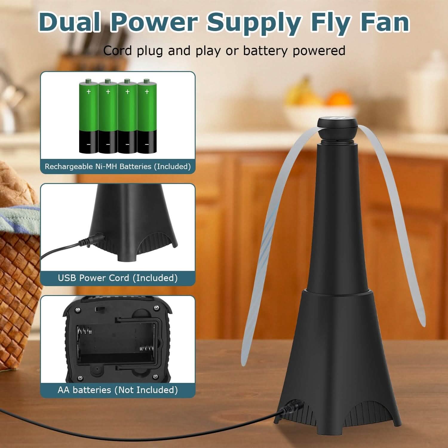 2-Pack: Portable Reflective Fly Repellent Fan Rechargeable Battery Powered by DailySale