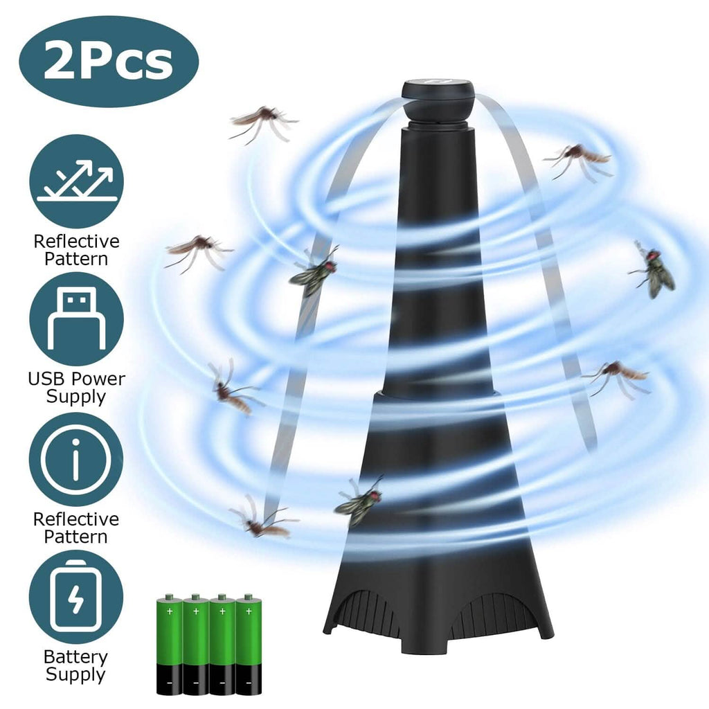 2-Pack: Portable Reflective Fly Repellent Fan Rechargeable Battery Powered by DailySale