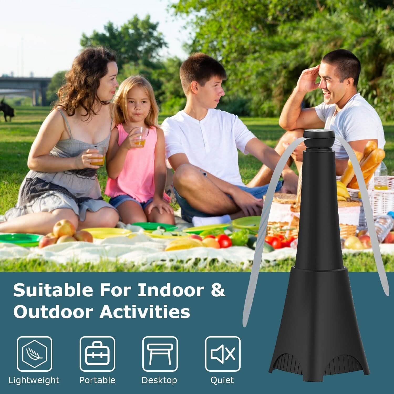 2-Pack: Portable Reflective Fly Repellent Fan Rechargeable Battery Powered by DailySale