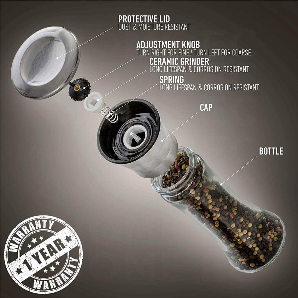 2-Pack: Premium Stainless Steel Salt and Pepper Grinder by DailySale