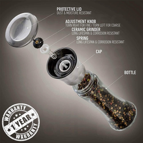 2-Pack: Premium Stainless Steel Salt and Pepper Grinder by DailySale