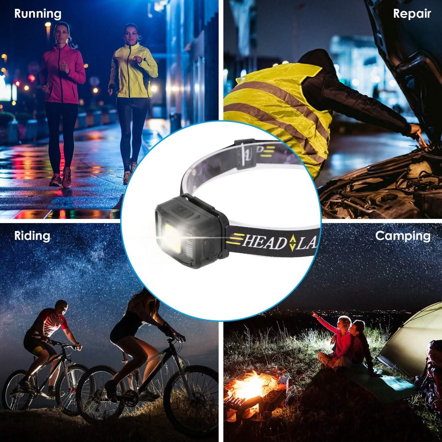 2-Pack: Rechargeable Motion Sensor Headlamp 6 Light Modes by DailySale