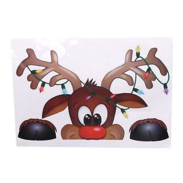 2-Pack: Santa Claus Elk Shop Hotel Christmas Window Double Sided Glass Sticker by DailySale