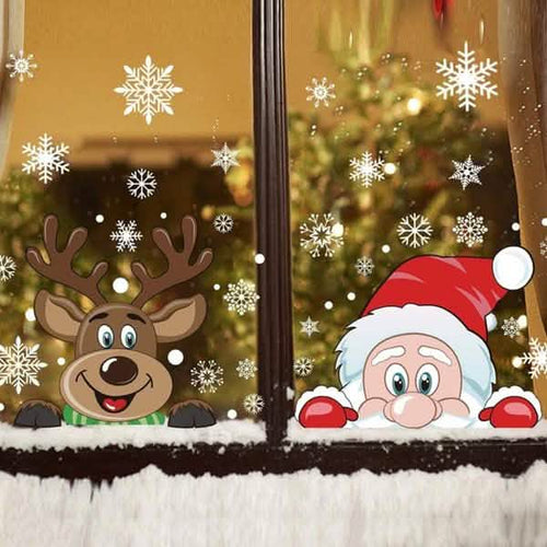 2-Pack: Santa Claus Elk Shop Hotel Christmas Window Double Sided Glass Sticker by DailySale