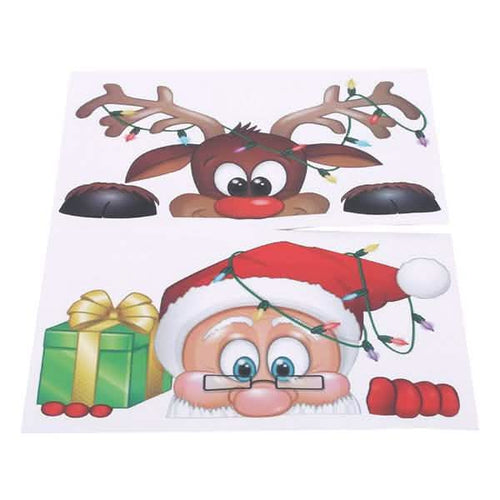 2-Pack: Santa Claus Elk Shop Hotel Christmas Window Double Sided Glass Sticker by DailySale
