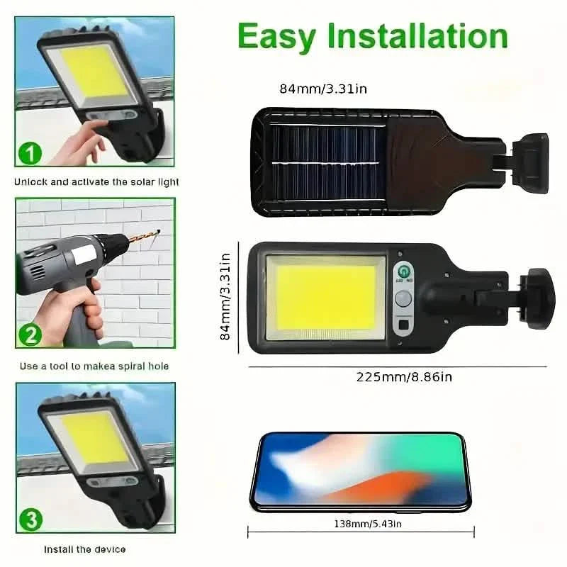 2-Pack: Solar Outdoor Security Street Lighting, 3 Modes With Wireless Motion Sensing and Remote Control by DailySale