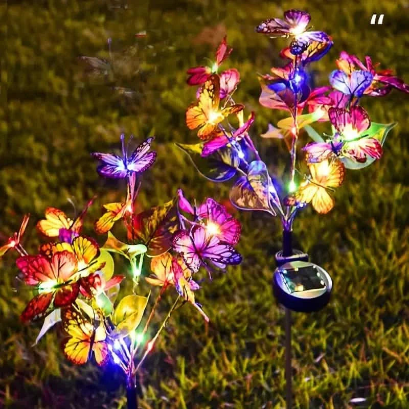 2-Pack: Solar-Powered Butterfly Flower Lamp by DailySale