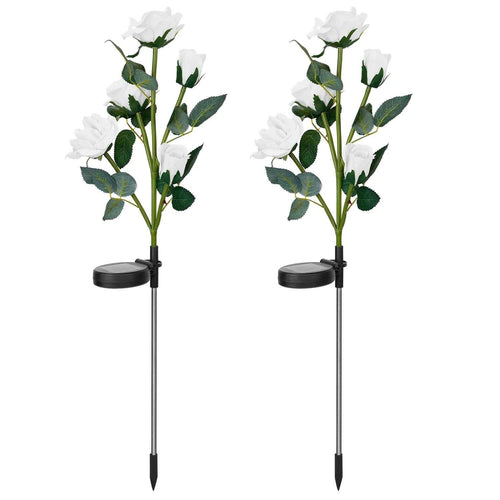 2-Pack: Solar Powered Rose Flower LED Decorative Lamp by DailySale